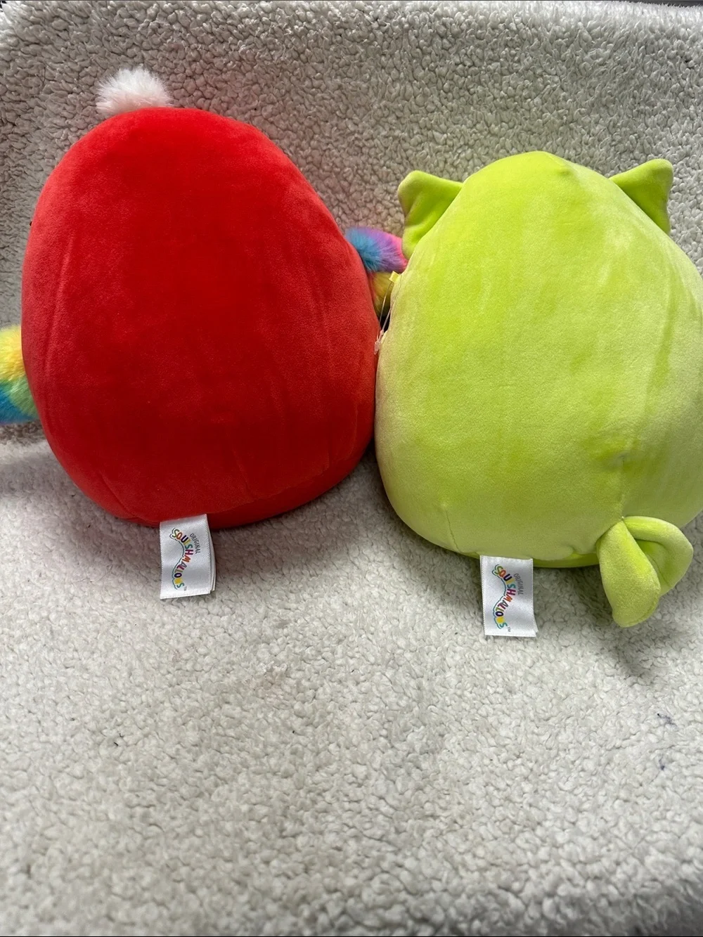 Two Squishmellows Birds, parrot and owl. Both 9 inches. Like New